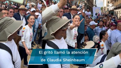 En plena marcha de AMLO, tiktoker le grita a Sheinbaum “¡no te cases!” y ella reacciona así