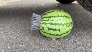 Experiment Car vs A lot of Sparklers vs Watermelon - Crushing Crunchy & Soft Things by Car - Test S