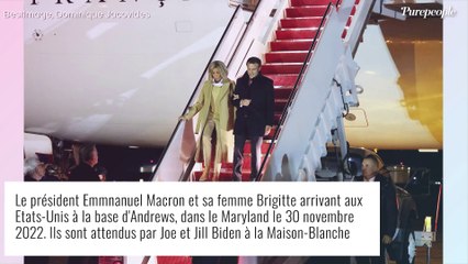 Brigitte Macron, en total look beige, débarque aux Etats-Unis avec Emmanuel : programme chargé prévu !