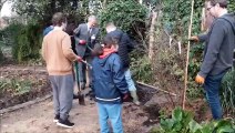 Downton and Paddington star Hugh Bonneville plants a Queen's Green Canopy tree planting at Oak Grove College