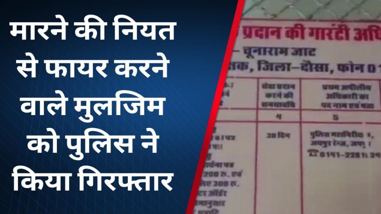 दौसा: फा‍यरिंग करने के मामले में दो आरोपी गिरफ्तार, जानें क्‍या है पूरा मामला