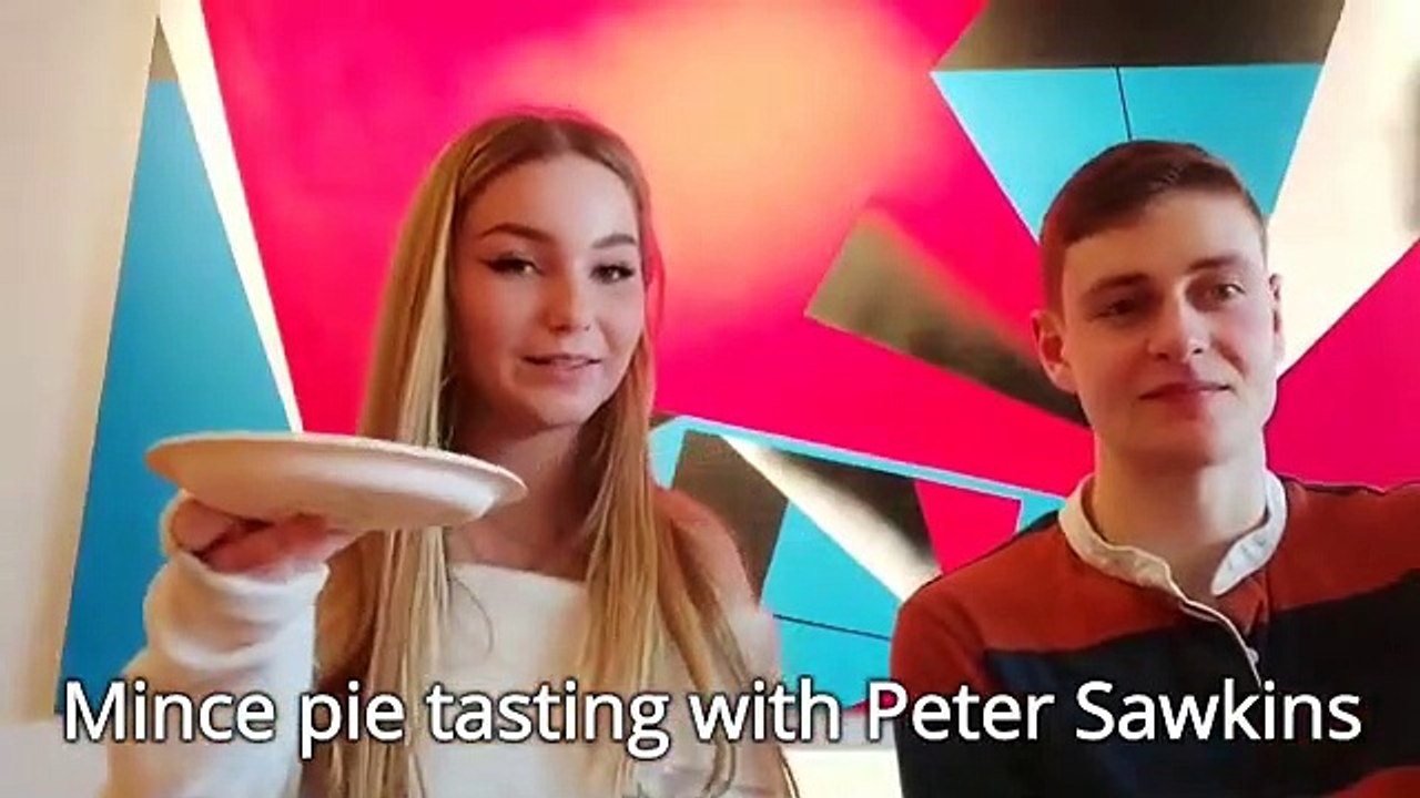 Trying mince pies with Peter from Bake Off