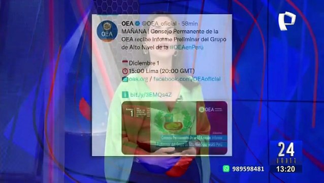 Consejo Permanente de la OEA recibirá este jueves informe de la misión que vino al Perú