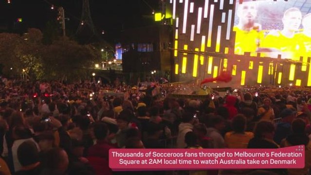 Australia 1-0 Denmark: Fed Square goes wild