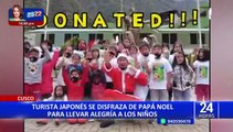 Cusco: turista japonés se disfraza de Papá Noel para llevar alegría a los niños