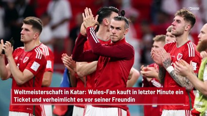 Video herunterladen: Weltmeisterschaft in Katar: Wales-Fan kauft in letzter Minute ein Ticket und verheimlicht es vor seiner Freundin