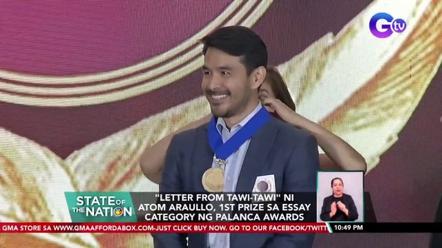 Letter From Tawi-Tawi ni Atom Araullo, 1st prize sa Essay Category ng Palanca Awards | SONA