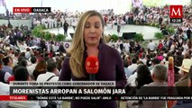 Morenistas apoyan a Salomon Jara durante toma de protesta en Oaxaca