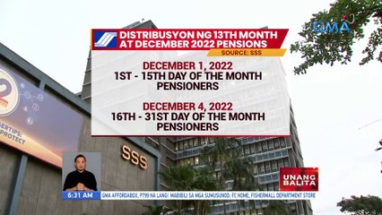 Tải video: Pamamahagi ng unang batch ng 13th month at December pensions ng SSS, sinimulan na kahapon | UB