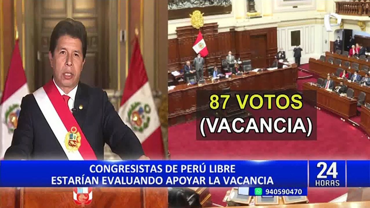 Pedro Castillo: La vacancia presidencial estaría en manos de Perú Libre