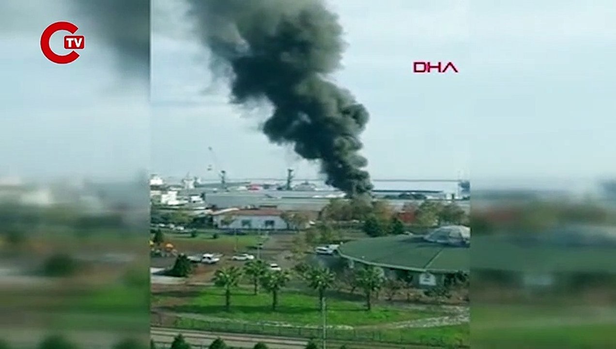 Samsun limanında patlama anı
