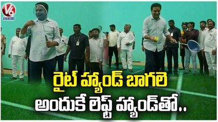Minister KTR & Mayor Gadwal Vijayalakshmi Playing Shuttle _ V6 News