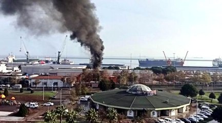 Samsun limanında yağ tankı bomba gibi patladı, facianın eşiğinden dönüldü