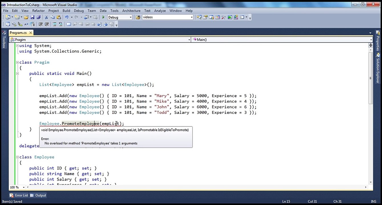 C# Tutorial - Delegates usage in c# continued