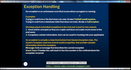C# Tutorial Exception Handling in C#