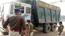 सतना: यातायात पुलिस ने डंपर और ट्रकों पर की कार्रवाई, ओवर लोड परिवहन करने मामले में