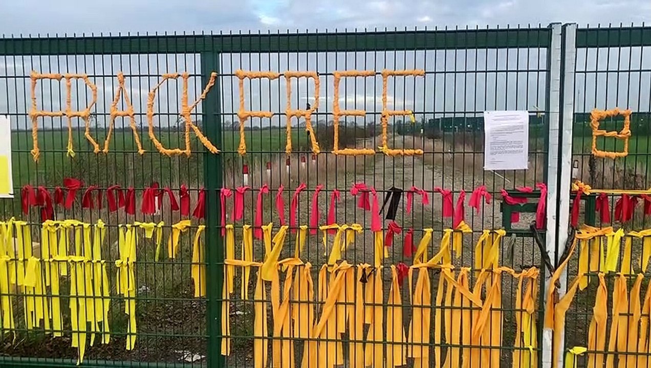 The notice on the gates of the former fracking site at Little Plumpton, Preston