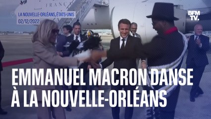 Descargar video: Les pas de danse d'Emmanuel Macron et Brigitte Macron, à leur arrivée à La Nouvelle-Orléans, aux États-Unis