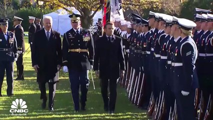 بايدن وماكرون يتعهدان بتوحيد الجهود الأميركية الفرنسية فيما يتعلق بالاستثمارات المستقبلية ودعم أوكرانيا