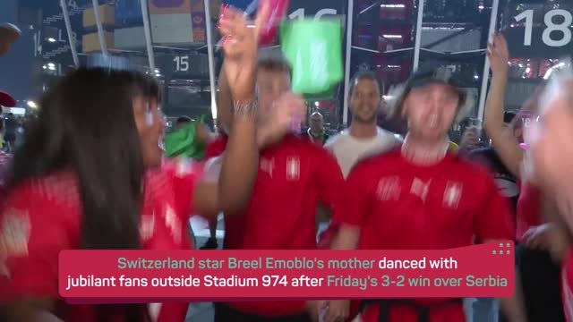 Embolo's mum celebrates with Swiss fans