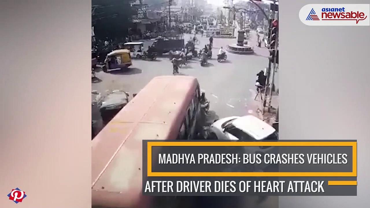 Madhya Pradesh: Bus crashes vehicles after driver dies of heart attack; CCTV footage goes viral