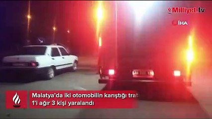 Malatya'da iki otomobil çarpıştı: 1’i ağır 3 yaralı