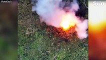 Ukrainian forces blow up Russian ammo depot using drone bombs