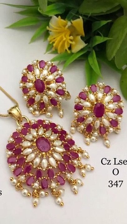 Classy Look Pearls Chain Pendant Set - Beautiful Pendant With  Ear  Studs