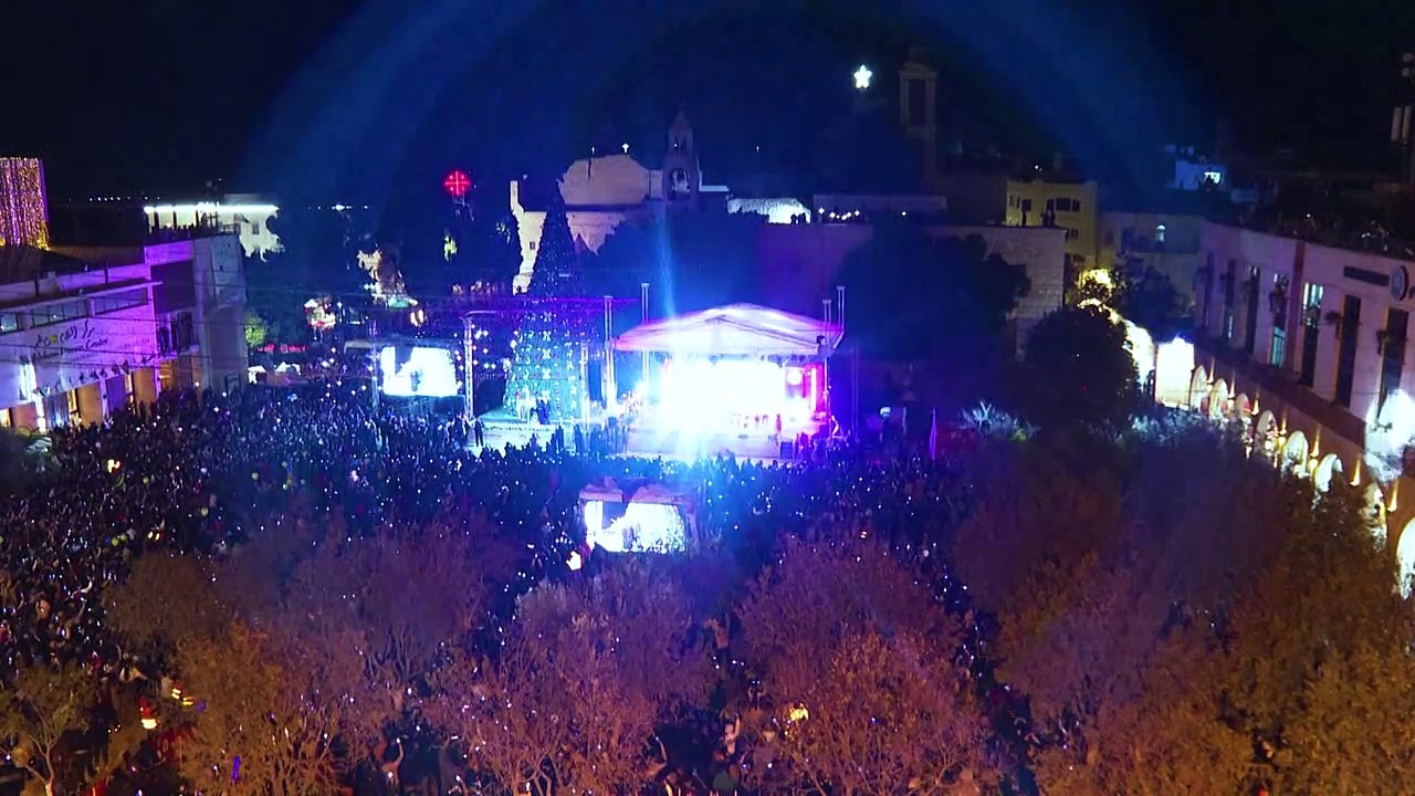 Weihnachtsbaumbeleuchtung in Bethlehem angeknipst