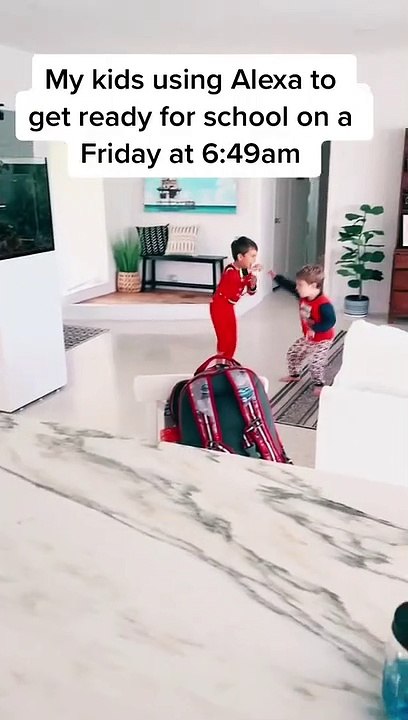 My kids playing Alexa at 6.49am in the morning before school