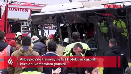 Alibeyköy'de tramvay otobüsle çarpıştı! Yaralılar var