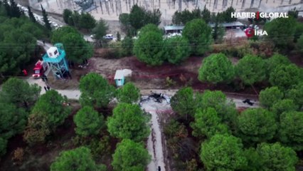 Bursa'daki uçak kazası kamerada: Gökyüzünde 380 bin voltla gelen ölüm