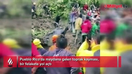 Kolombiya'da heyelan otobüsü yuttu