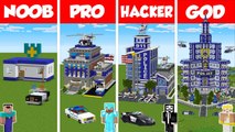 Minecraft TNT POLICE STATION HOUSE BUILD CHALLENGE - NOOB vs PRO vs HACKER vs GOD _ Animation