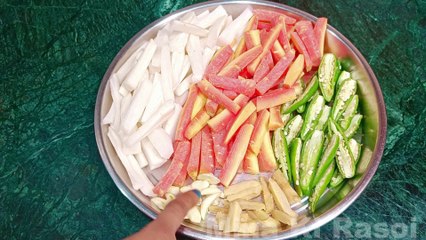 गाजर, मूली, मिर्च, अदरक, लहसून मिक्स तीखा चटपटा अचार 10 मिनट में- Instant Mixed Pickle -achar recipe