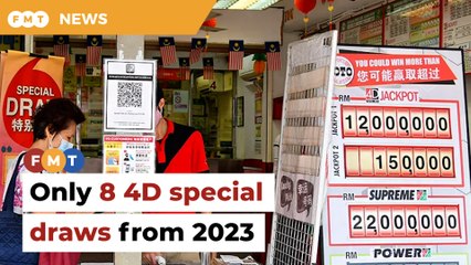 Only 8 4D special draws a year from 2023, says PM