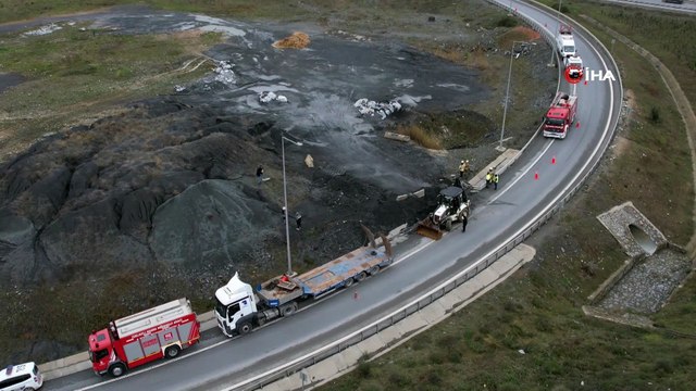 Otoyol kenarına kaçak şekilde bırakılan kimyasal madde paniğe neden oldu