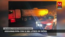 Aseguran pipa con reporte de robo en Puebla; llevaba 32 mil litros de combustible