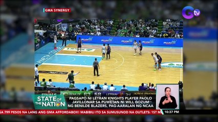 Pagsapo ni Letran Knights player Paolo Javillonar sa puwetan ni Will Gozum ng Benilde Blazers, pag-aaralan NG NCAA | SONA