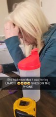 Oblivious Mom Seeks Source of Squeaking Noise