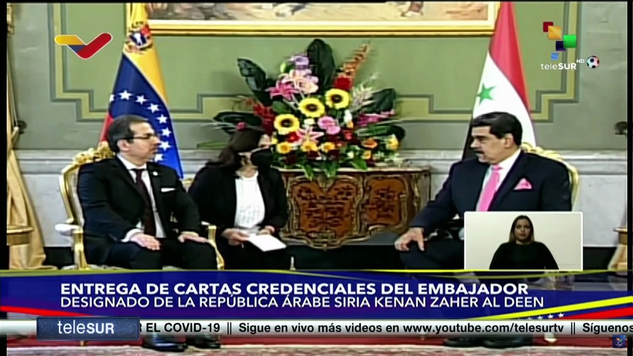 Presidente de Venezuela recibe cartas credenciales del embajador de la República Árabe Siria