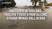 Maltempo in Toscana: tracima fosso a Montalcino, strada invasa dall'acqua