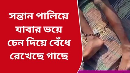 হুগলি: পালানোর ভয়, চেনে বাঁধা ছেলে, সাহায্যের আর্জি