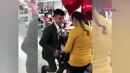 Konfeksiyon atölyesinde sürpriz evlilik teklifi! İzleyenlerin yüzünü gülümsetti...