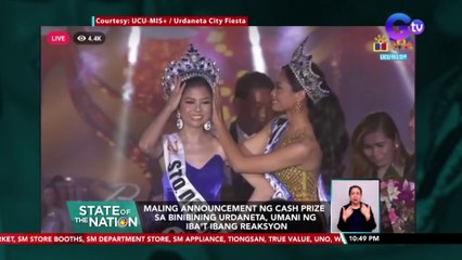 Maling announcement ng cash prize sa Binibining Urdaneta, umani ng iba't ibang reaksyon | SONA