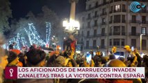 Los aficionados de Marruecos invaden Canaletas tras la victoria contra España