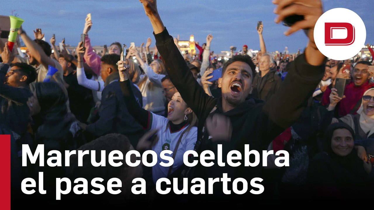 Marruecos celebra el pase de su selección a cuartos de final del Mundial