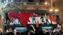 La afición árabe toma Las Ramblas de Barcelona tras eliminar a España