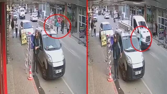 Kamyonetin çarptığı çocuk metrelerce sürüklendi! O anları iş yeri kamerası anbean kaydetti