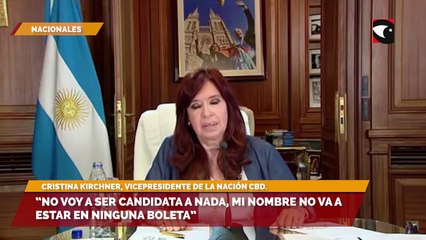 “No voy a ser candidata a nada, mi nombre no va a estar en ninguna boleta”